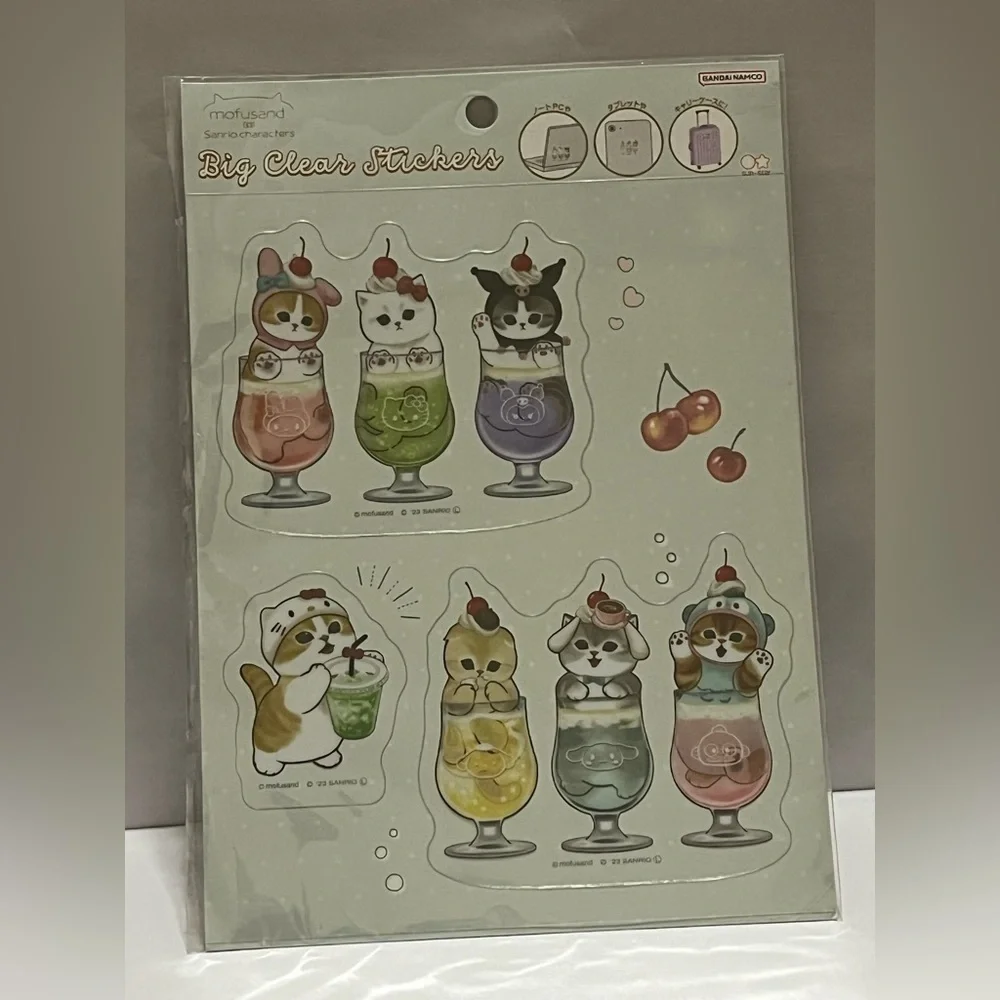 Mofusand/Sanrio Family Big Clear Stickers